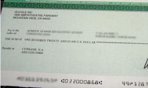 The long-awaited check cashing from Google Adsense Cashing a google adsense check